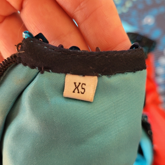 Vintage Scala Blue Sequin 100% Silk Evening Cocktail Dress - Xs - Picture 7 of 9